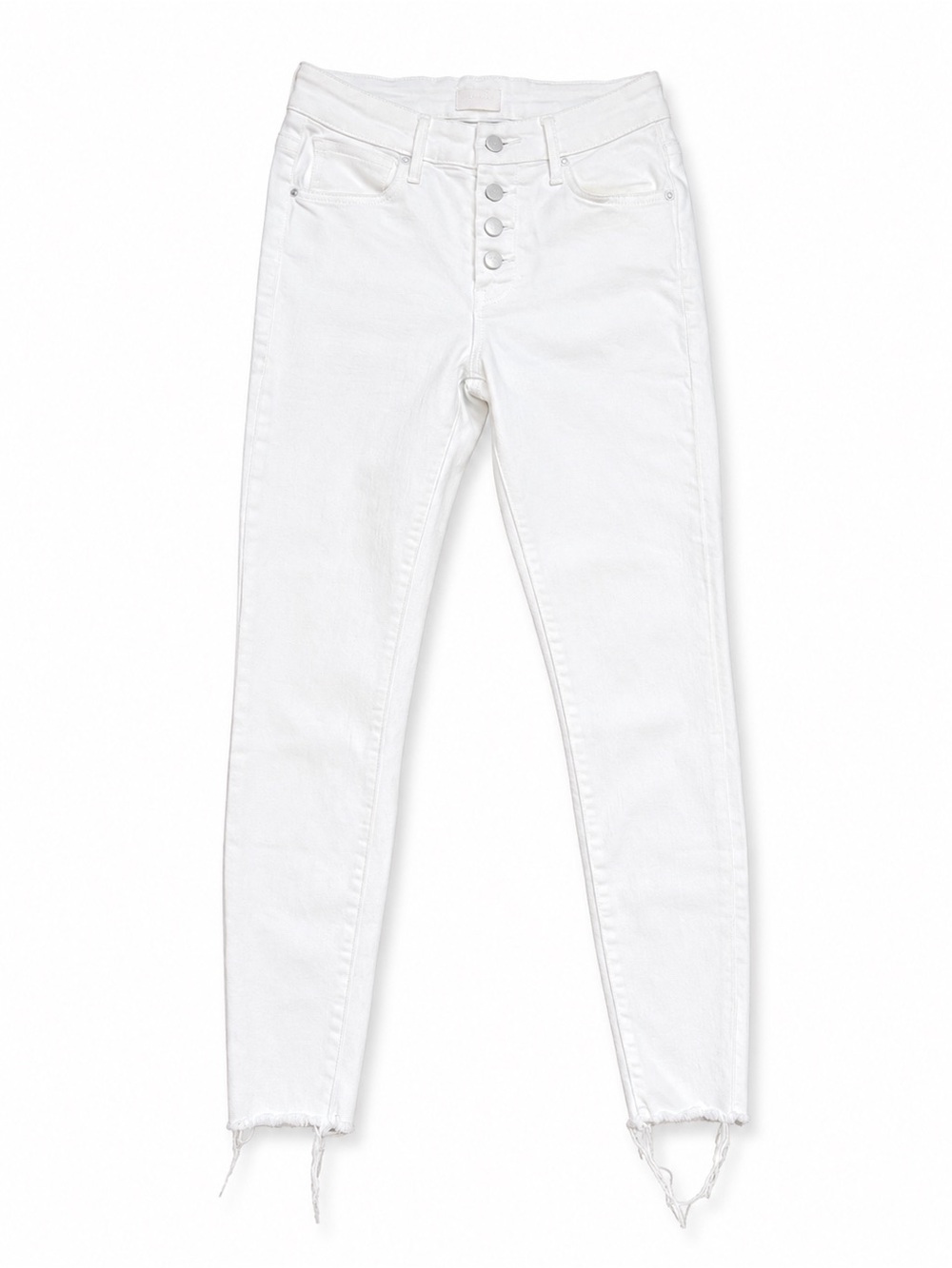 MOTHER White High Rise Skinny Jeans Size 25 Button Fly Raw Hem